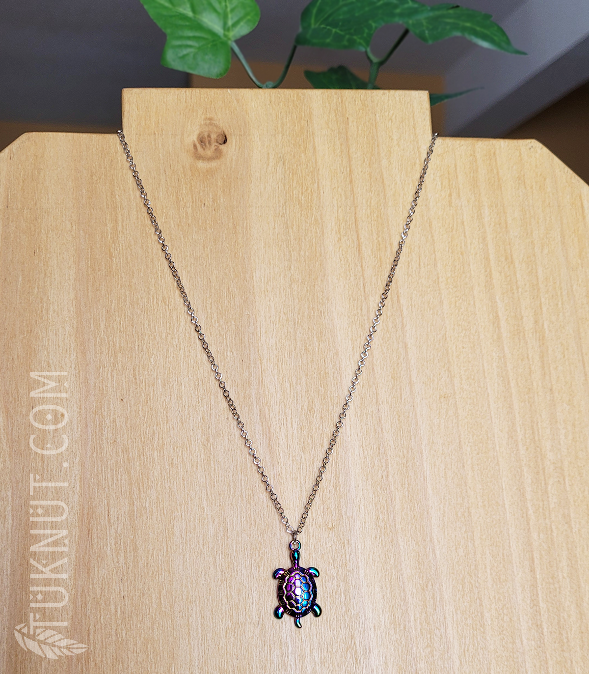 Collier d'inspiration autochtone avec pendentif (tortue) en acier inoxydable (couleurs : argent et multicolore) TUKNUT
