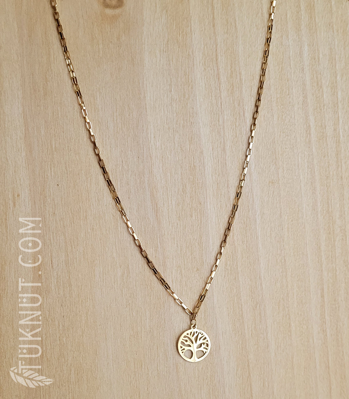 Collier d'inspiration autochtone avec pendentif (arbre de vie) en acier inoxydable (couleur : or) TUKNUT