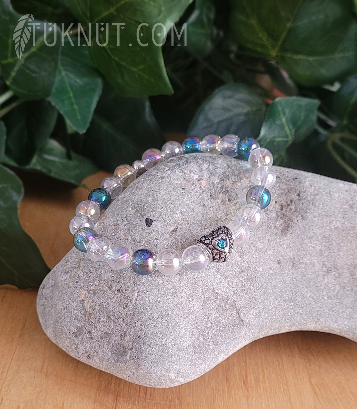 Bracelet extensible Verre pressé et coeur d'acier • BE69