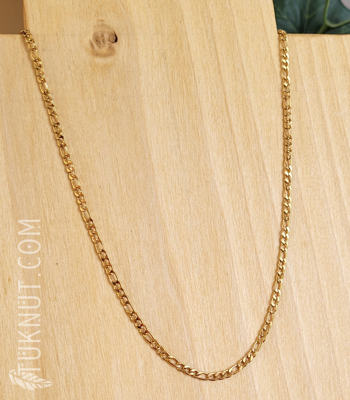 Collier avec chaîne (3mm de largeur) en acier inoxydable (couleur : or) TUKNUT