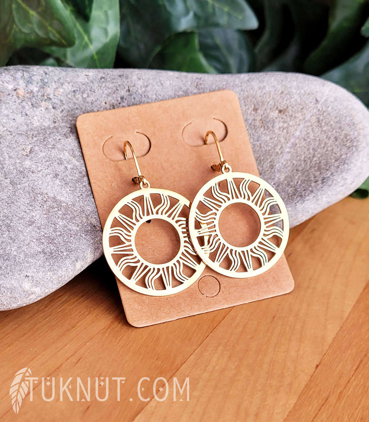 Large Golden Sun Earrings • BO65