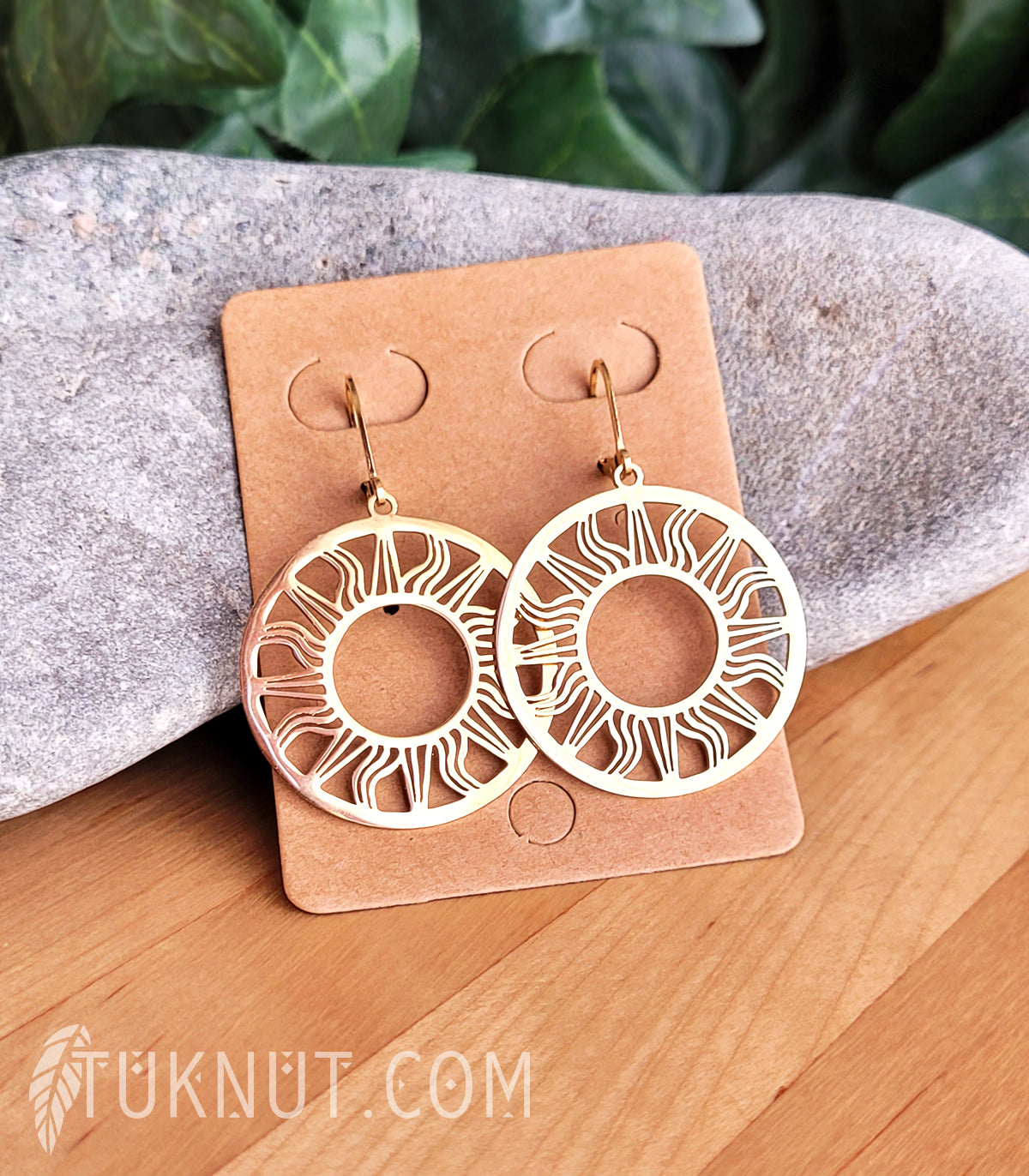 Large Golden Sun Earrings • BO65