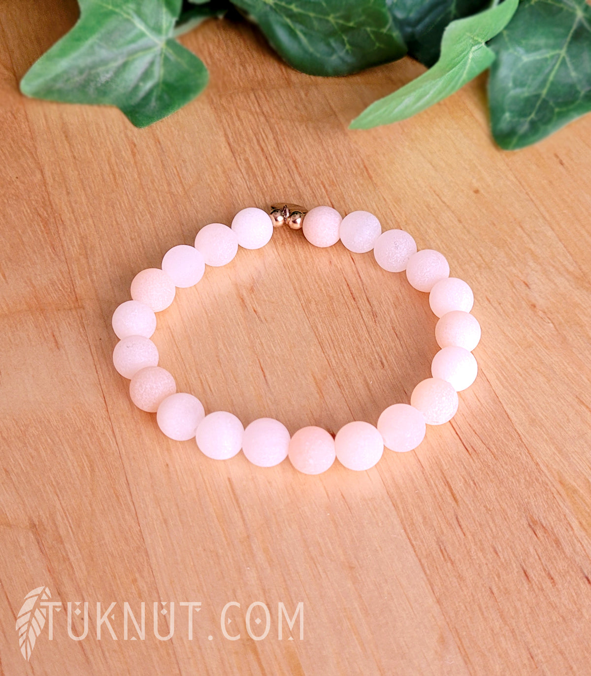 Bracelet extensible avec aventurine et acier inoxydable (couleurs : pêche/rose et or rose) TUKNUT