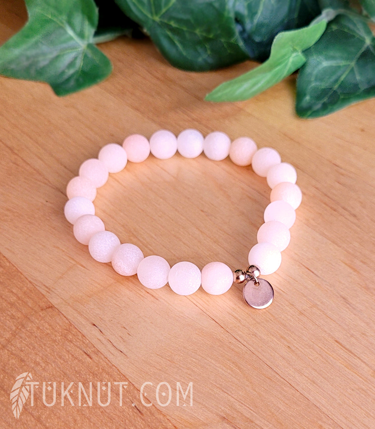 Bracelet extensible avec aventurine et acier inoxydable (couleurs : pêche/rose et or rose) TUKNUT