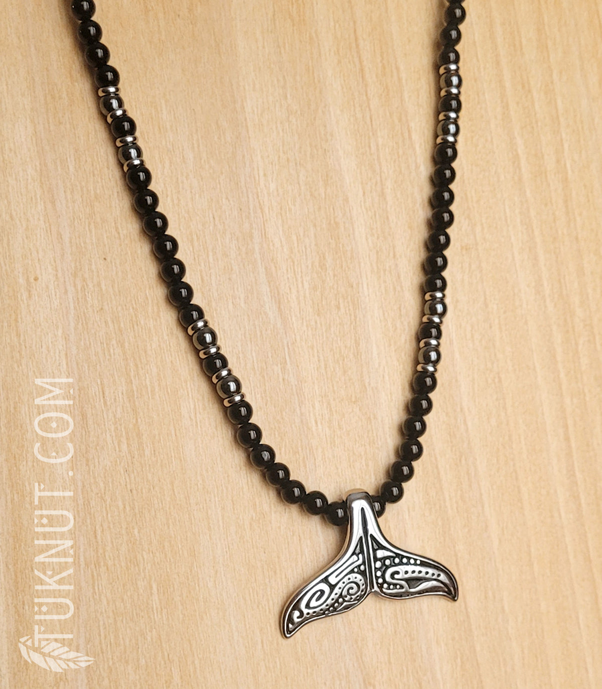 Whale Tail and Onyx Necklace