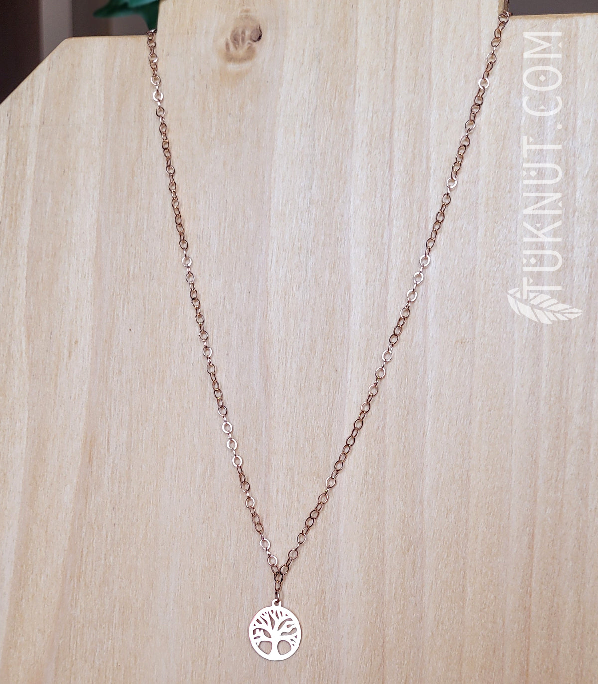 Collier d'inspiration autochtone avec pendentif (arbre de vie) en acier inoxydable (couleur : or rose) TUKNUT