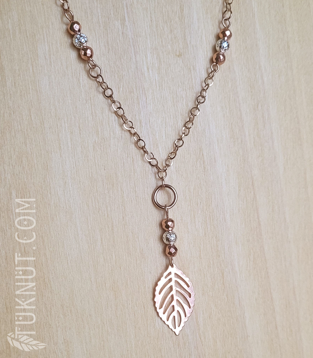 Collier Feuille or rose • C11