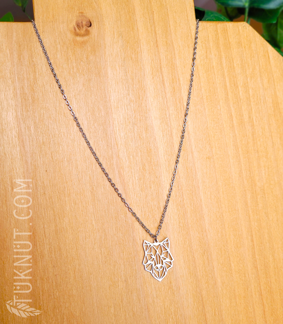 Collier d'inspiration autochtone avec pendentif (loup) sur chaîne en acier inoxydable (couleur : argent) TUKNUT