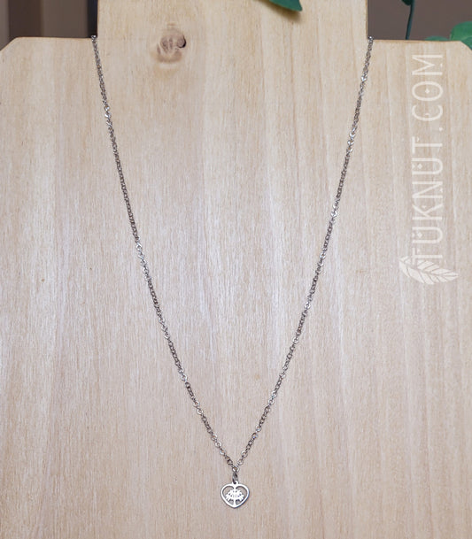 Collier d'inspiration autochtone avec pendentif (arbre de vie dans un coeur) en acier inoxydable (couleur : argent) TUKNUT