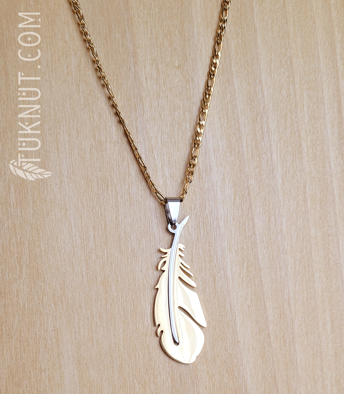 Gold Feather and Chain Necklace • C91