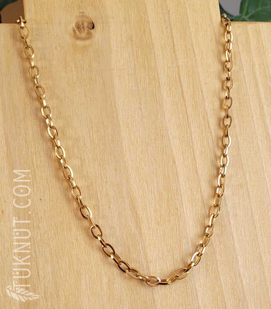 Collier avec chaîne (maillons 5x7mm) en acier inoxydable (couleur : or) TUKNUT
