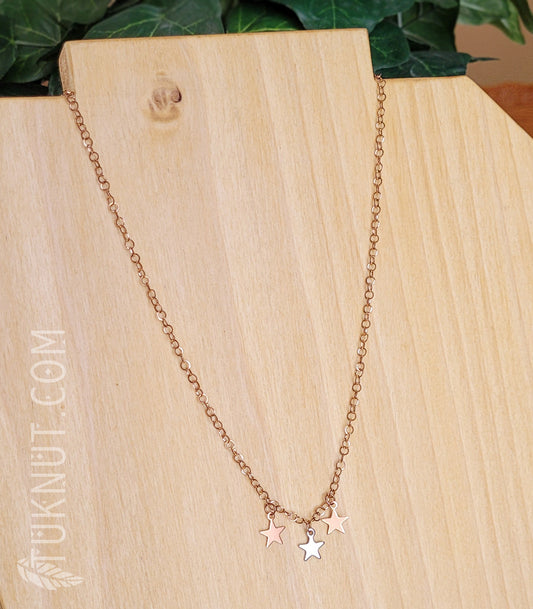 Collier d'inspiration autochtone avec pendentifs (étoile) en acier inoxydable (couleurs : or rose et argent) TUKNUT